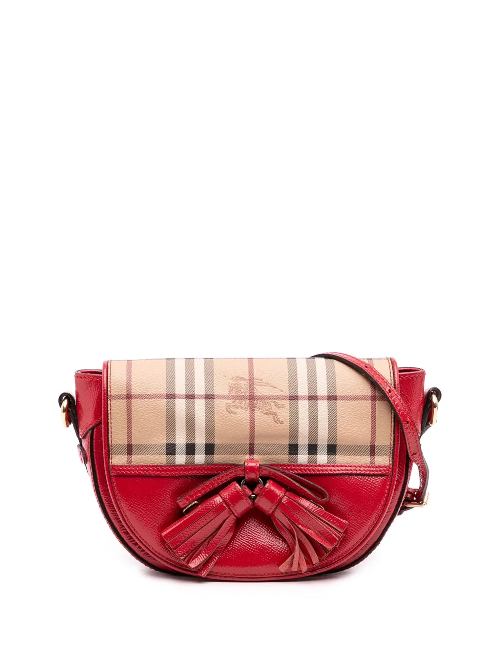 Burberry Pre-Owned 2000-2017 パテントレザー&ヘイマーケットチェック コーテッドキャンバス メイダウン Burberry Pre-Owned 2000-2017 パテントレザー&ヘイマーケットチェック コーテッドキャンバス メイダウン