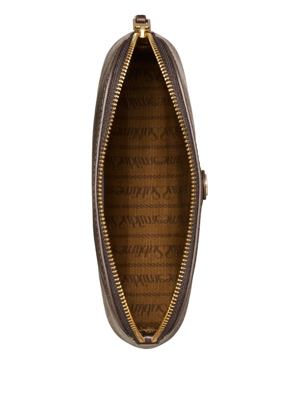 Tory Burch Monogram Coated Dome Make Up Bag In Brown