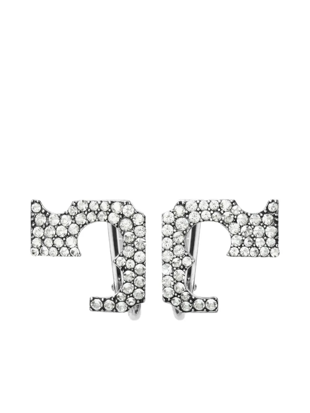 Tory Burch Pavé Logo Clip-on Earring In Silver