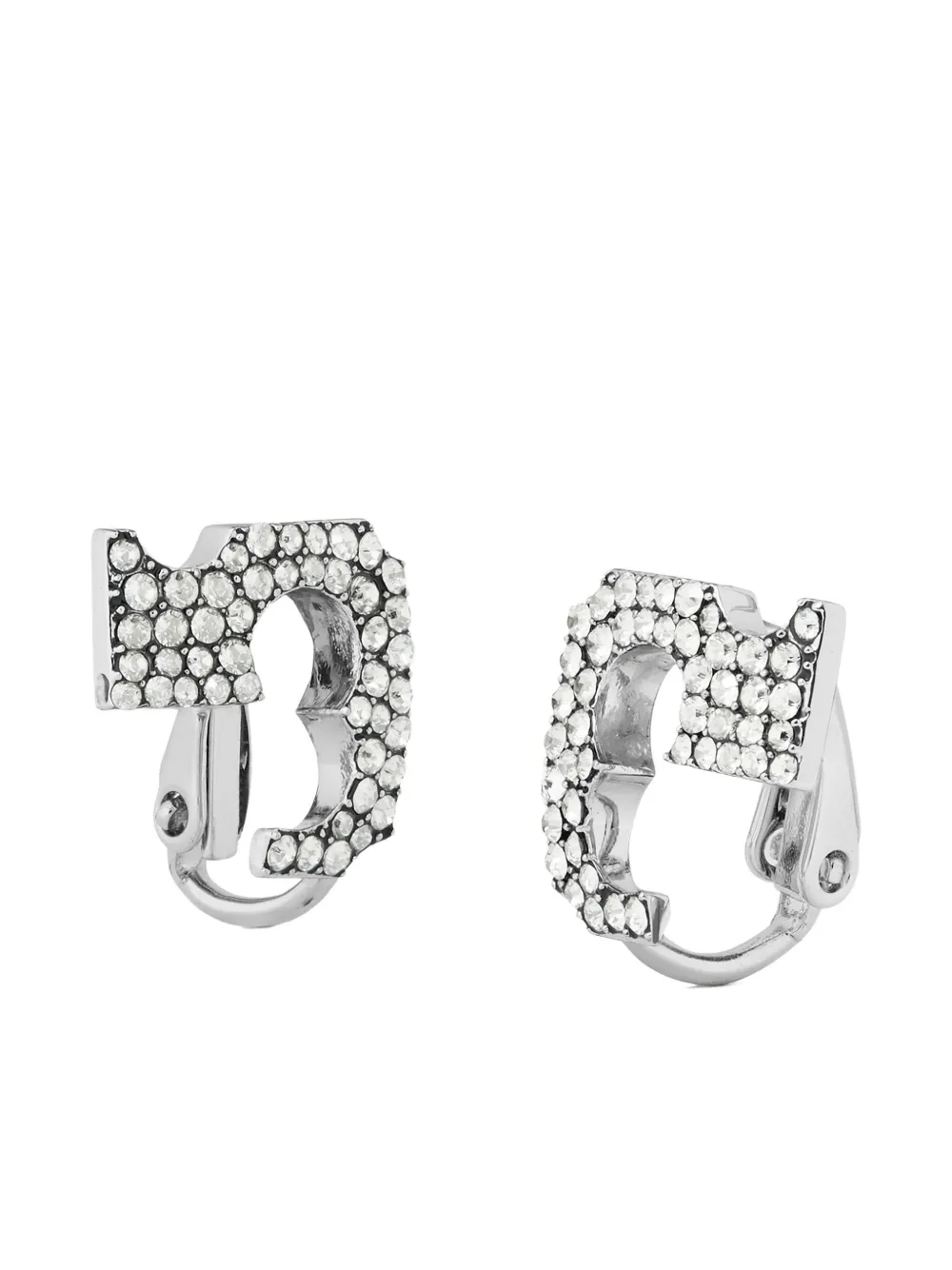 Tory Burch pavé logo clip-on earring - Zilver