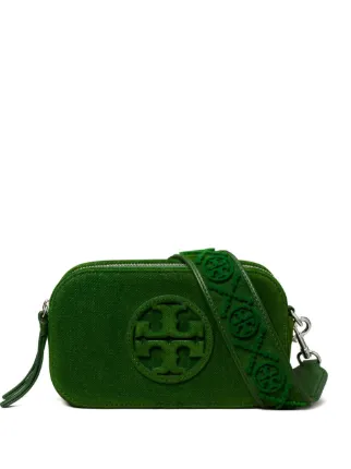 Tory Burch Flocked Logo Mini Crossbody Bag | Green | FARFETCH