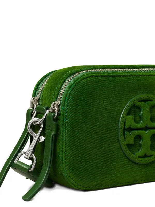 Tory Burch Flocked Logo Mini Crossbody Bag | Green | FARFETCH
