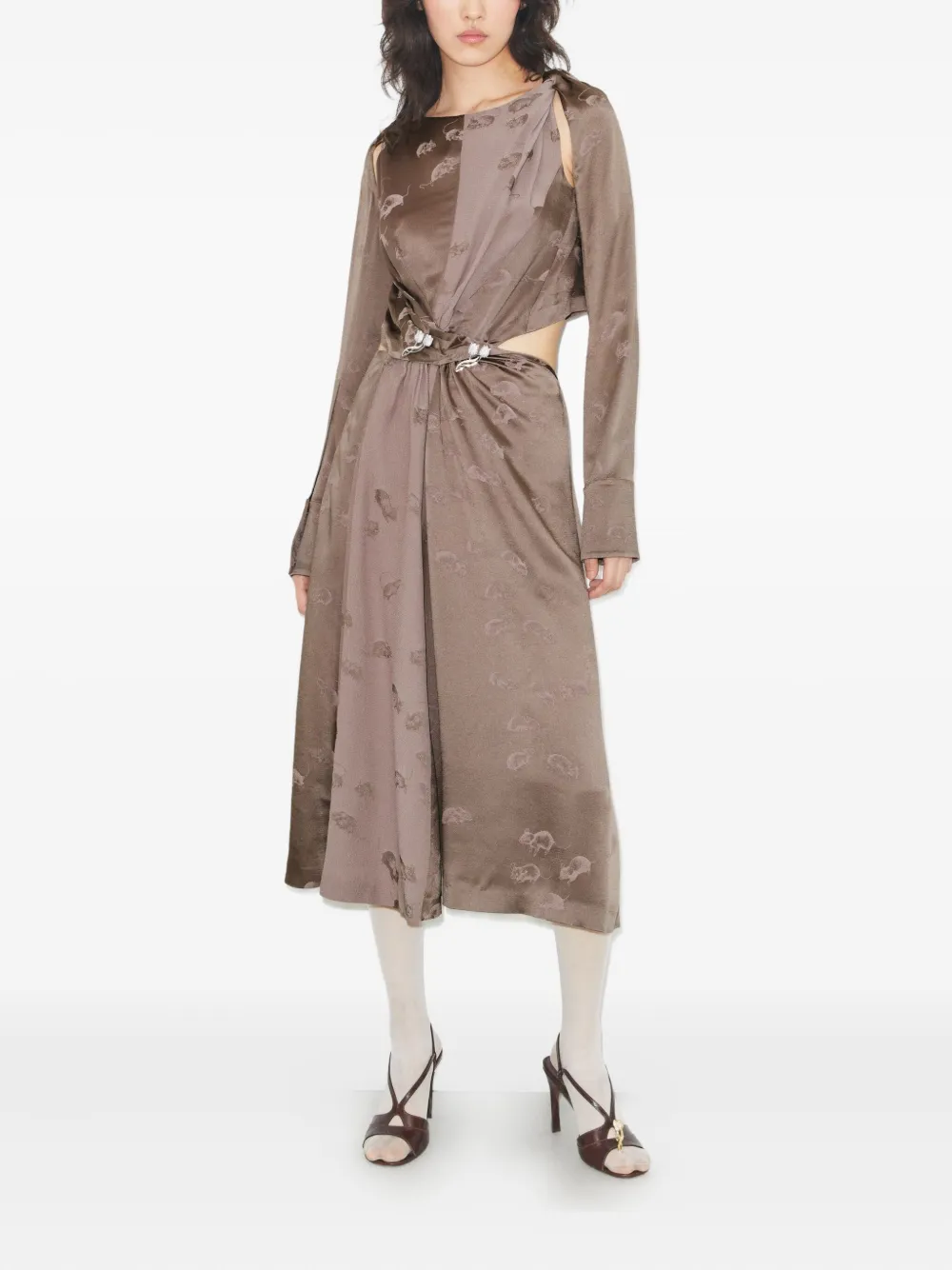 Tory Burch Jurk met gedraaid detail en uitgesneden details - Bruin