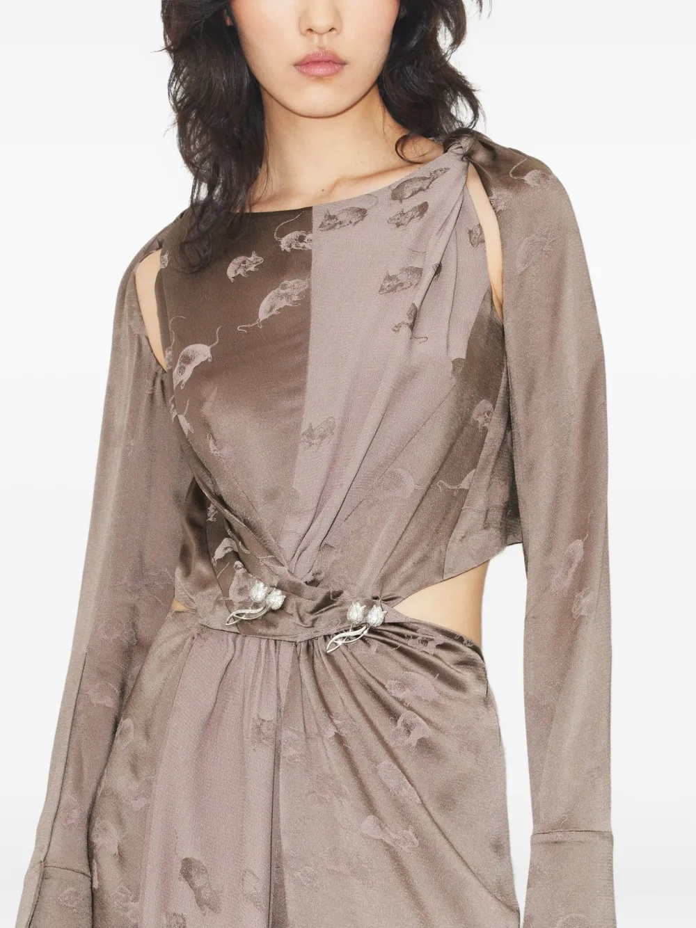 Tory Burch Jurk met gedraaid detail en uitgesneden details Bruin