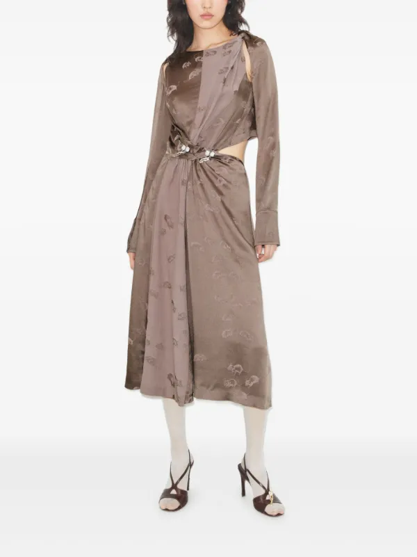tory burch brown dress TORY BURCH Wrap-effect gathered jersey midi dress