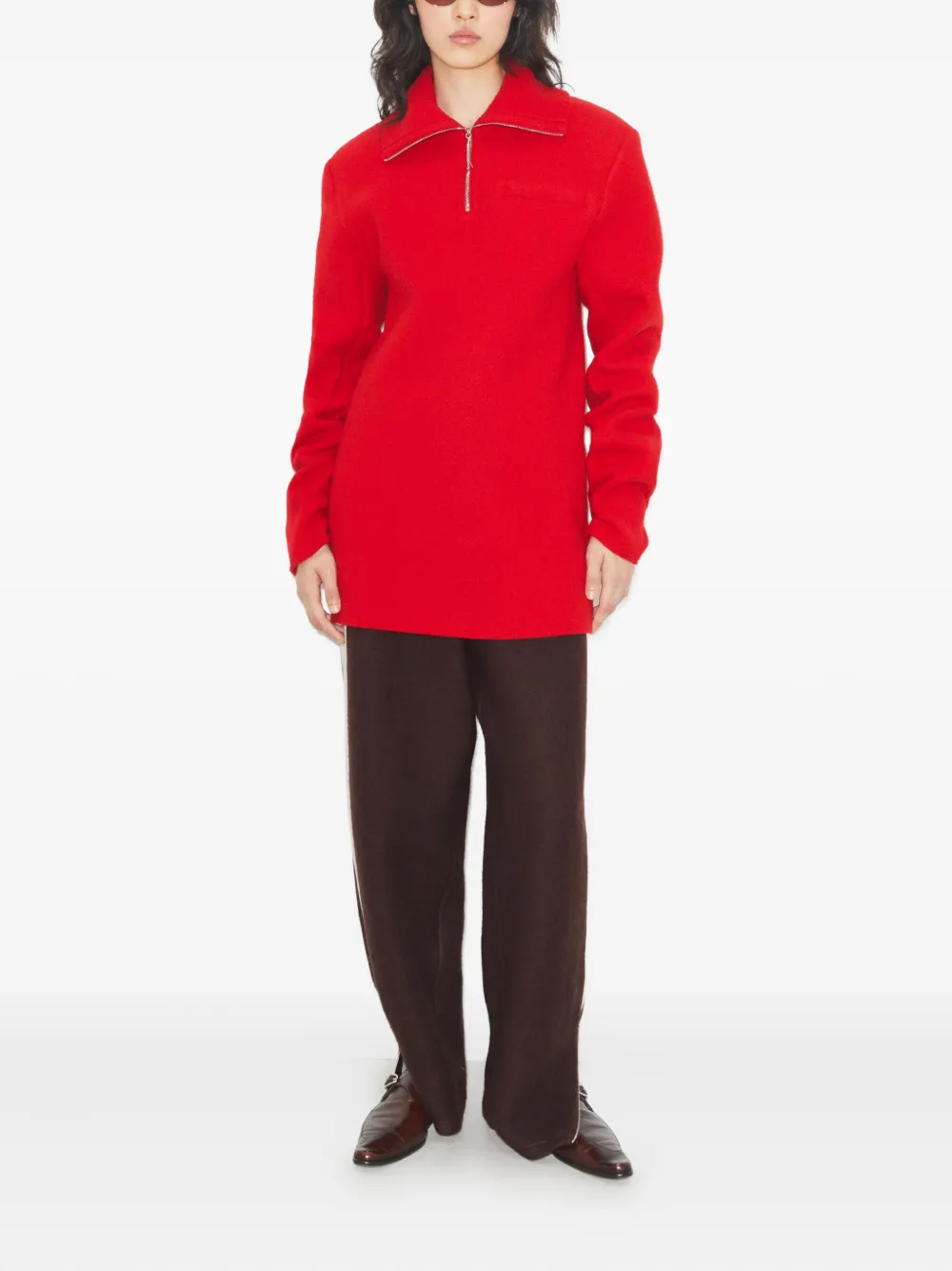 Tory Burch Wollen poloshirt met halve rits - Rood