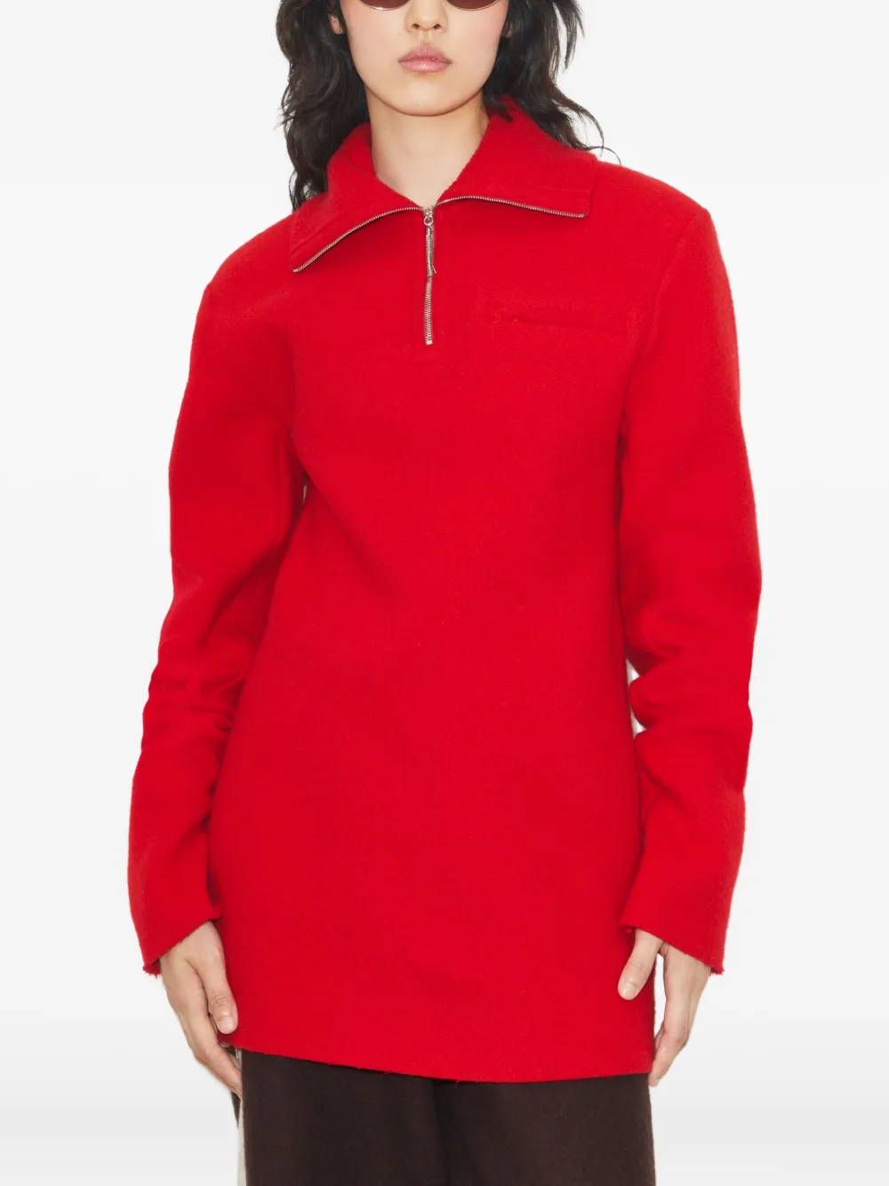 Tory Burch Wollen poloshirt met halve rits Rood