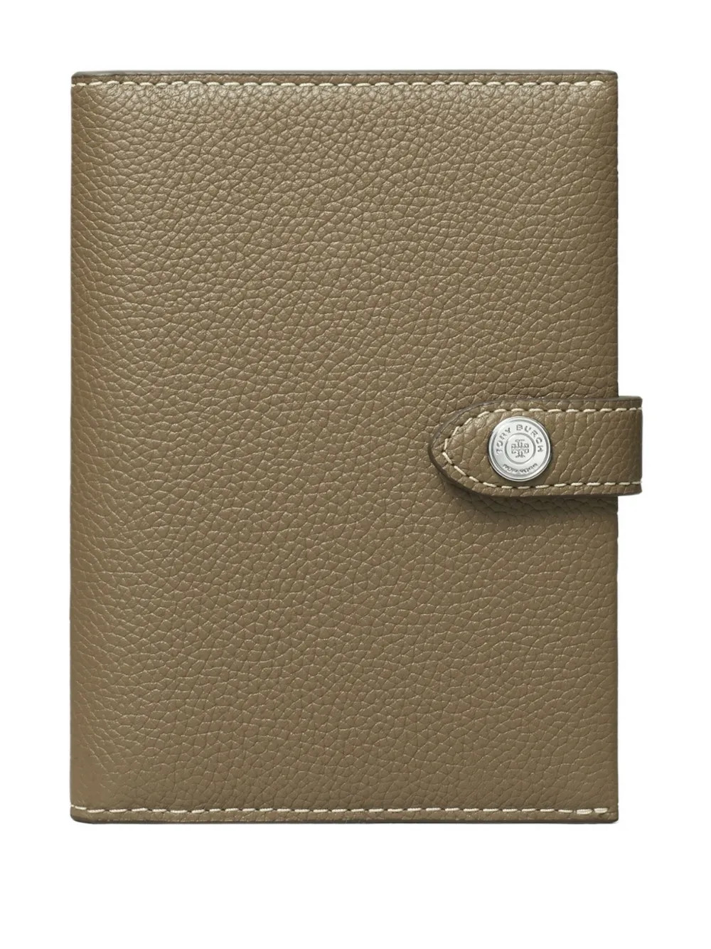 Tory Burch Button Leather Passport Case In Brown