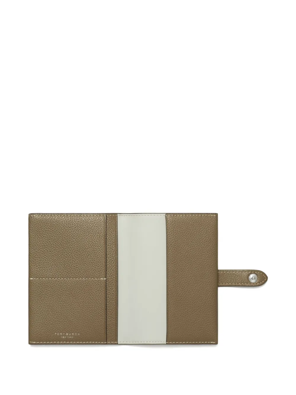 Tory Burch Button Leather Passport Case In Brown