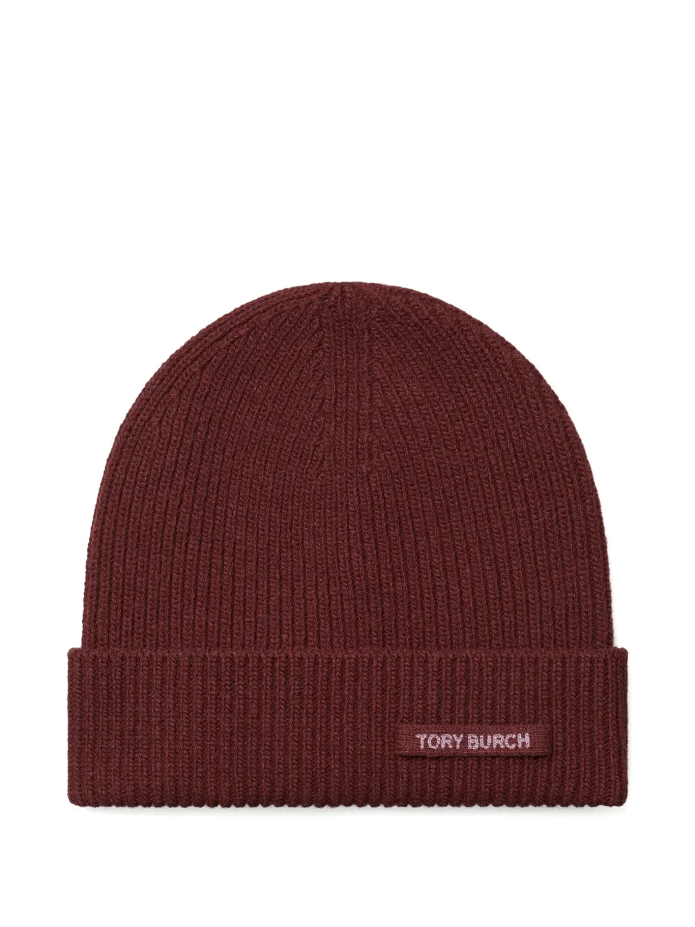 Tory Burch Ribbed Knit Hat In Burgundy