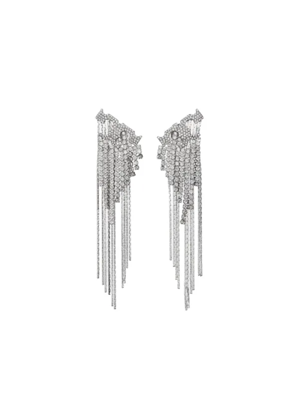 Tory Burch Crystal Logo Earring in Silver