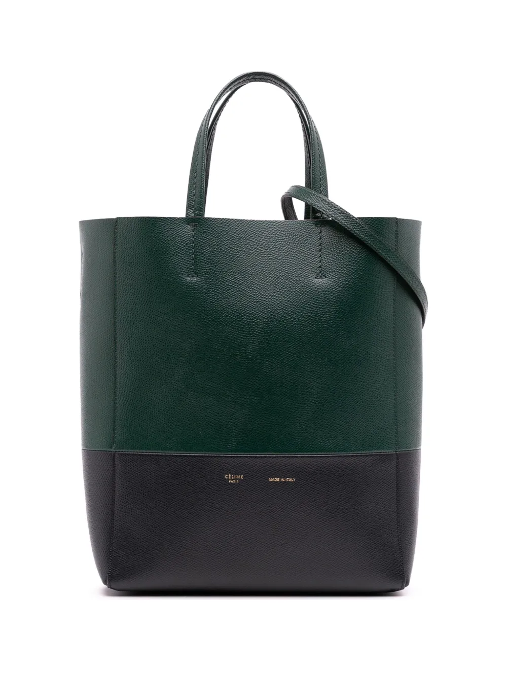 Celine Pre-Owned 2018 スモール バイカラー グレインカーフ バーティカル カバ サッチェルバッグ - ブラック Celine Pre-Owned 2018 スモール バイカラー グレインカーフ バーティカル カバ サッチェルバッグ - ブラック