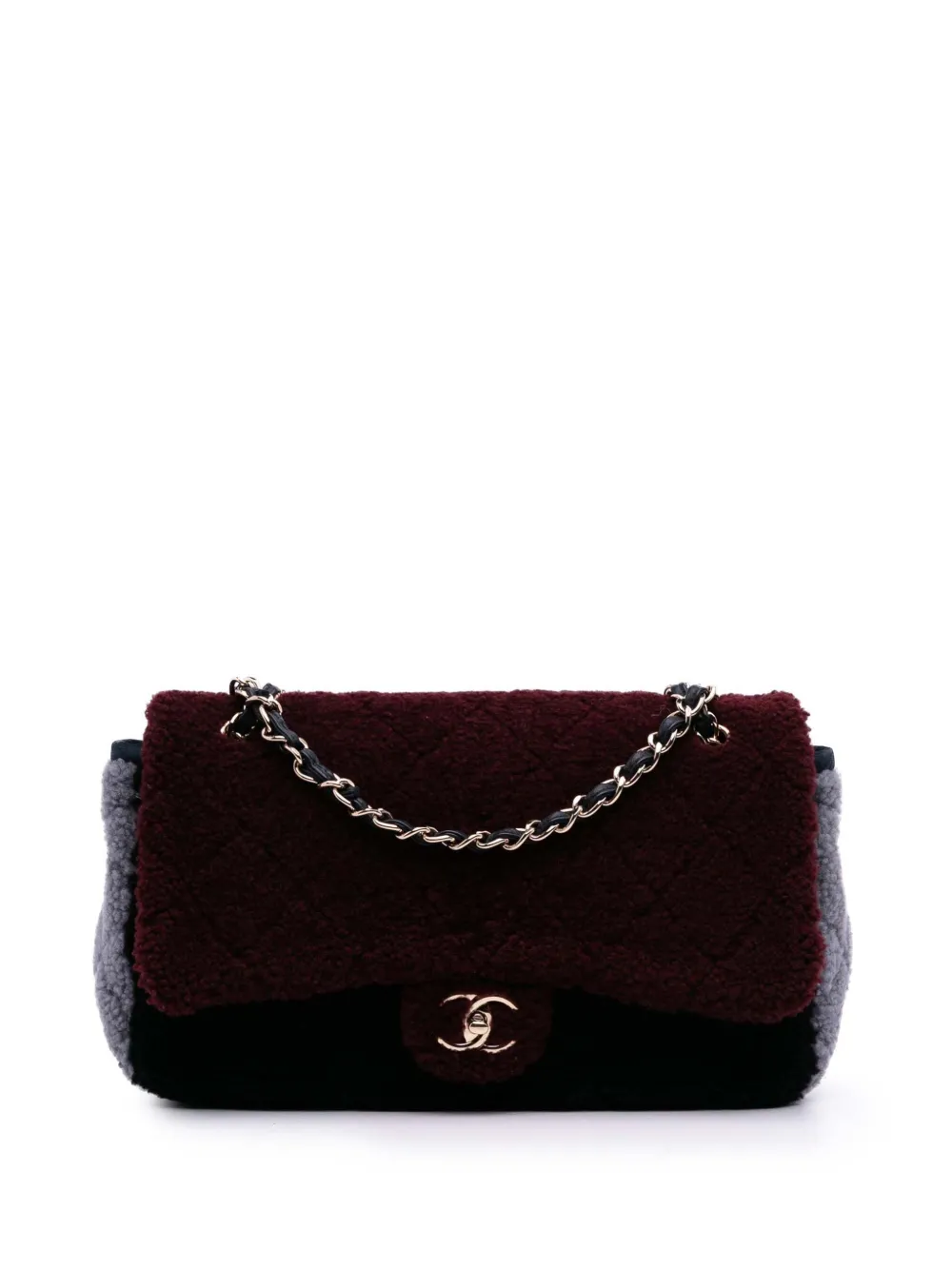 Pre-owned Chanel 2019 Medium Quilted Shearling Single Flap Shoulder Bag In Red