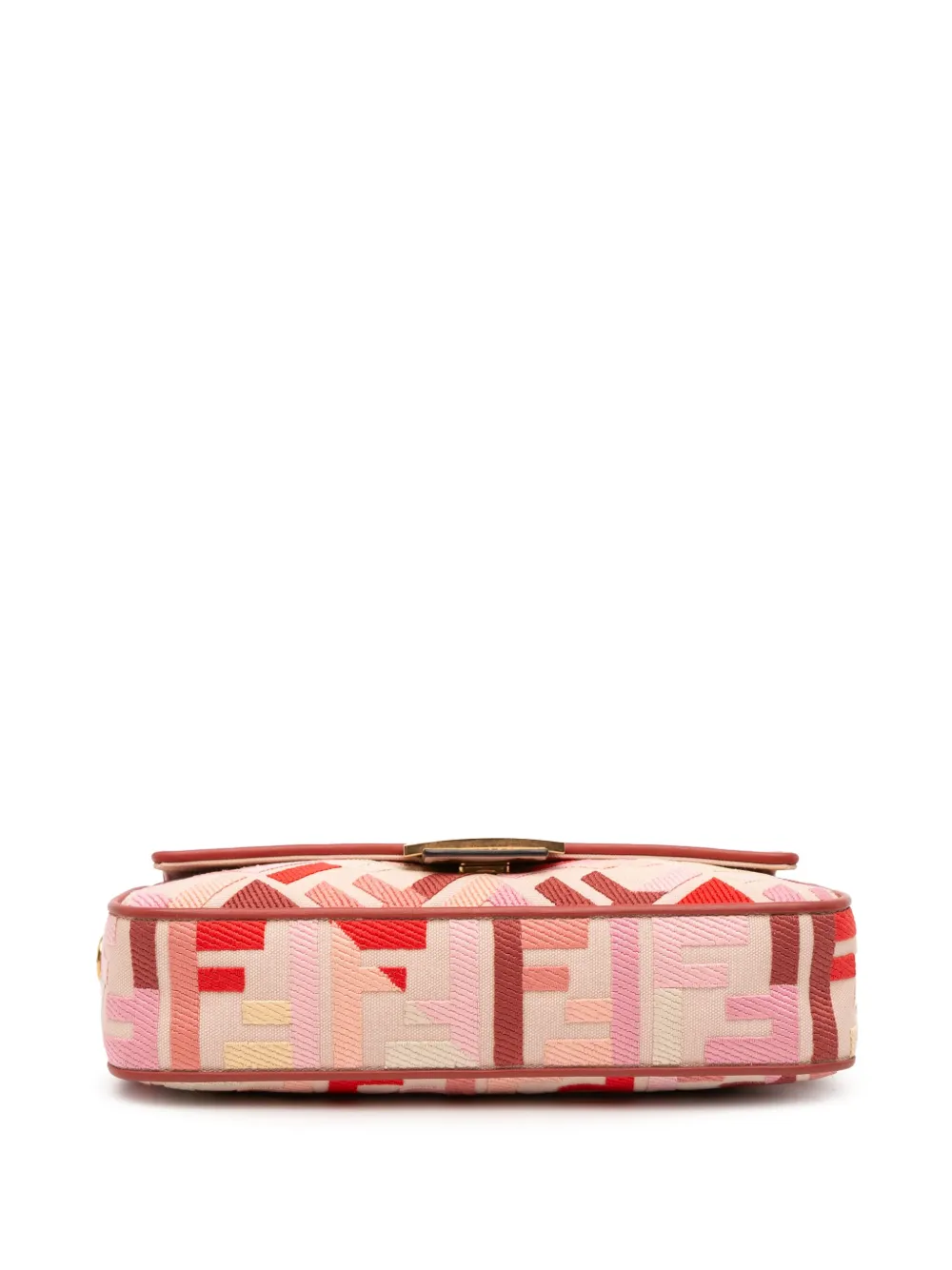 Pre-owned Fendi 2010-2025 Zucca Embroidered Canvas Baguette Satchel In Pink