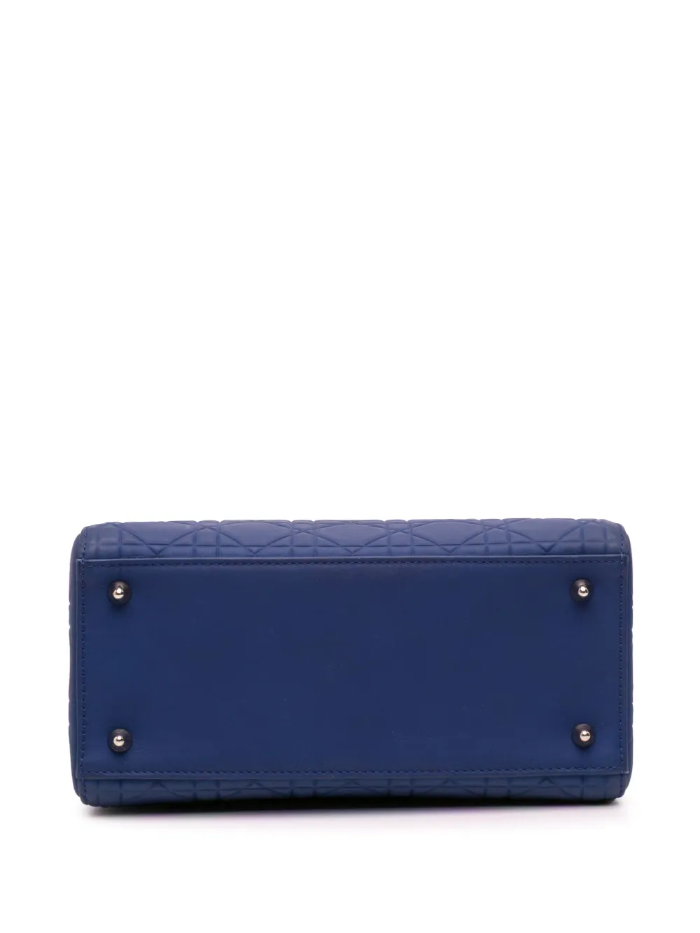Pre-owned Dior 2013 Medium Ultra Matte Calfskin Embossed Cannage Lady  Satchel In Blue