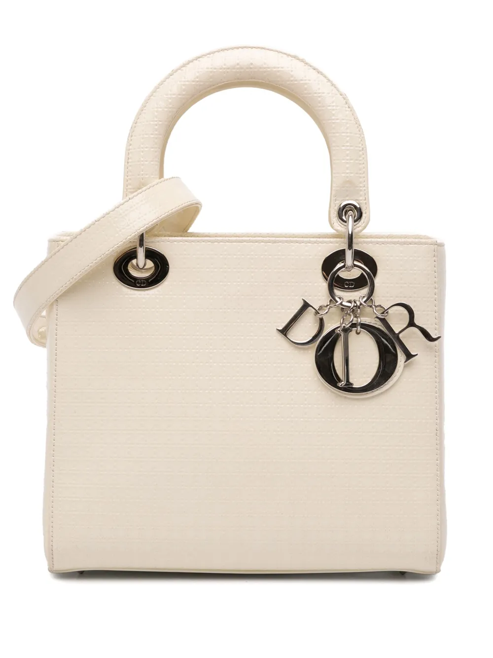 Christian Dior Pre-Owned 2016 ミディアム パテント マイクロカナージュ レディ ディオール サッチェルバッグ