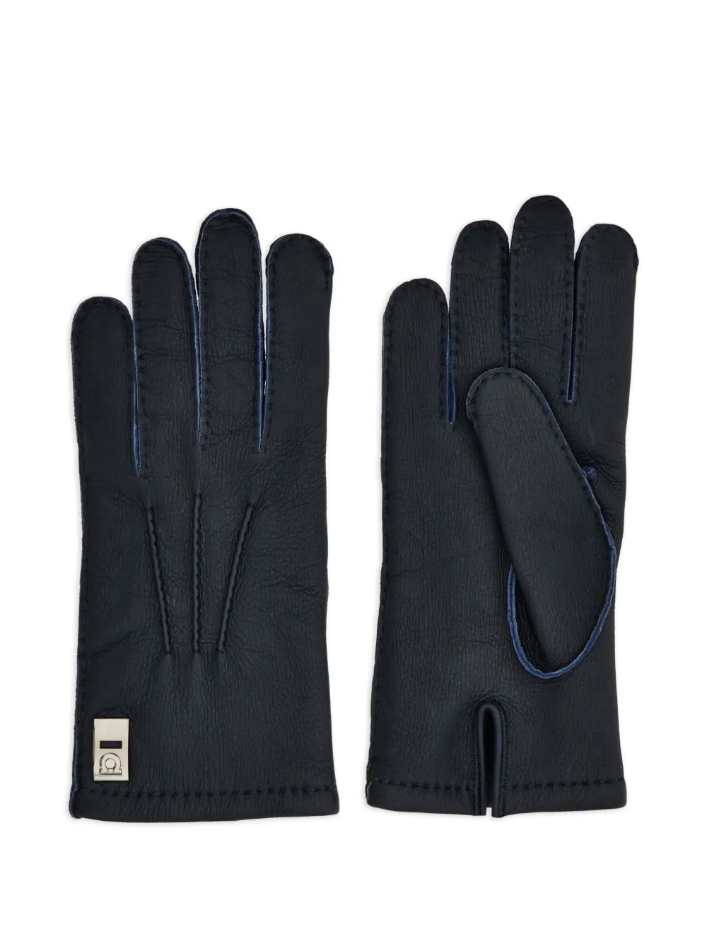 Ferragamo Lined top-stitching gloves | Blue | Image 1