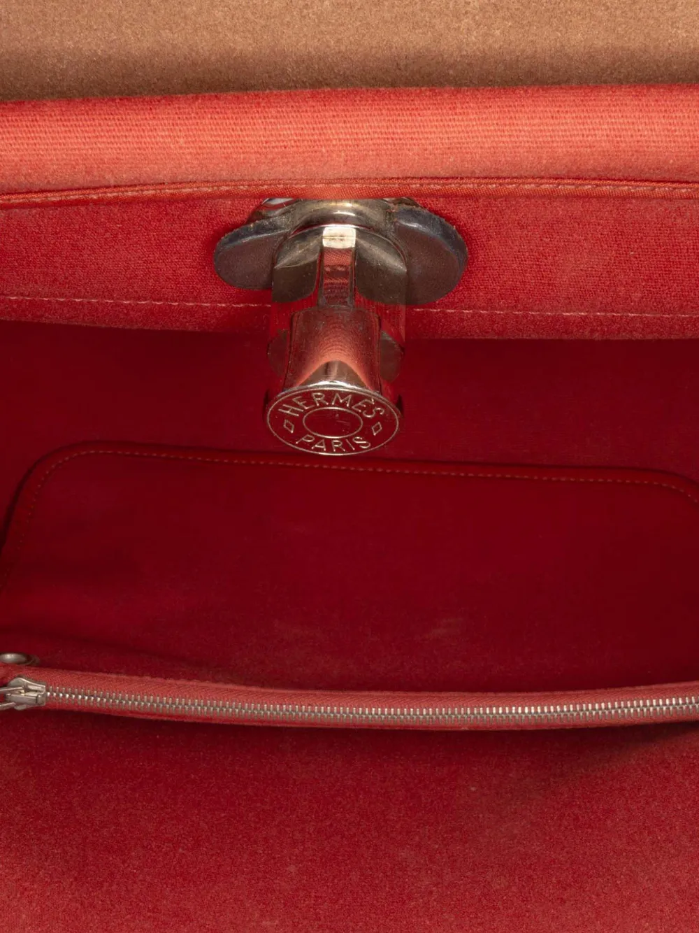 Pre-owned Hermes 2012 Toile Herbag Zip 31 Satchel In Orange