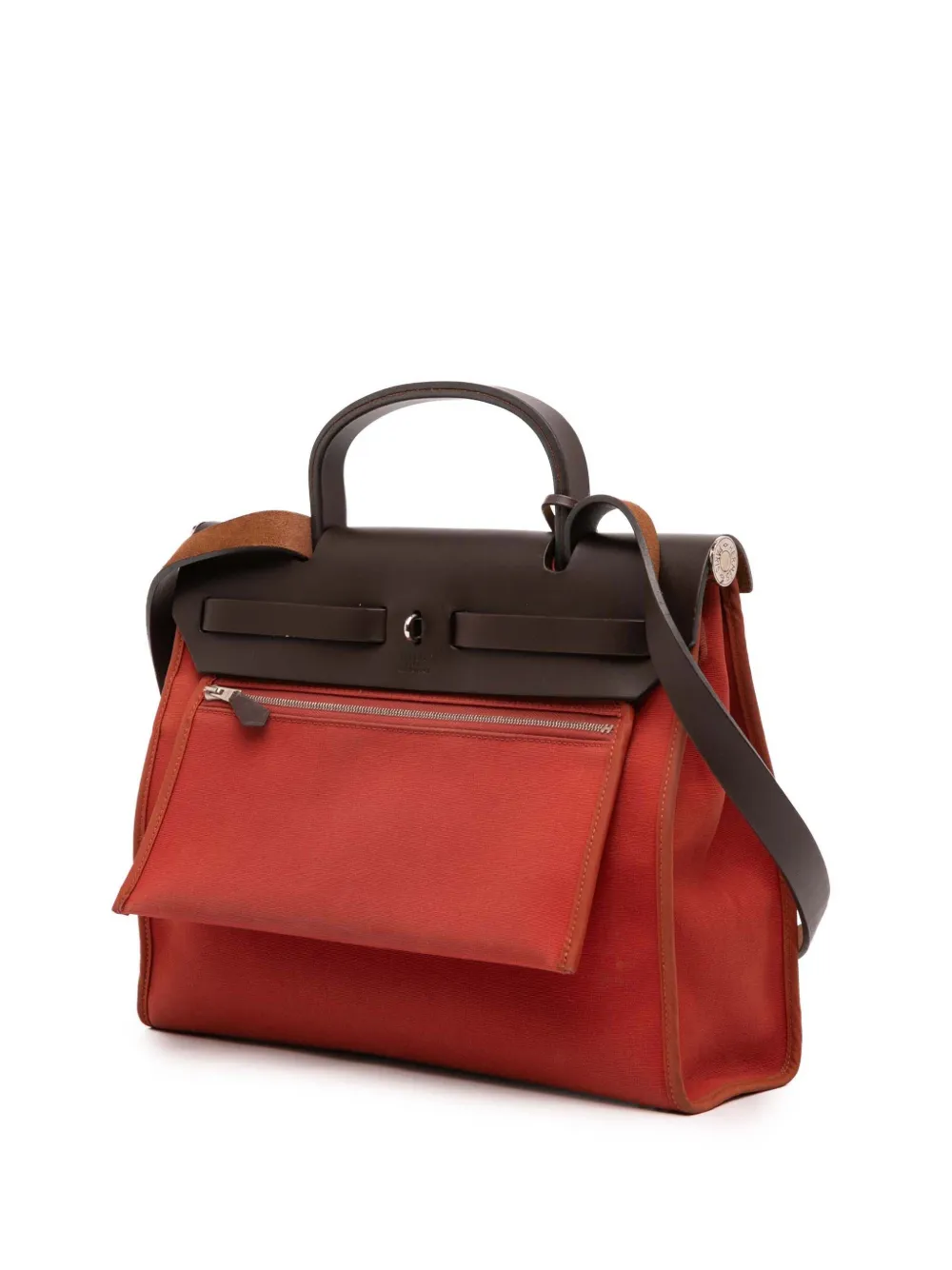 Pre-owned Hermes 2012 Toile Herbag Zip 31 Satchel In Orange