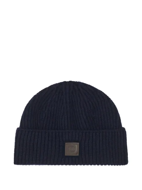 Ferragamo ribbed tag knitted beanie