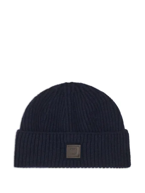 Ferragamo ribbed tag knitted beanie