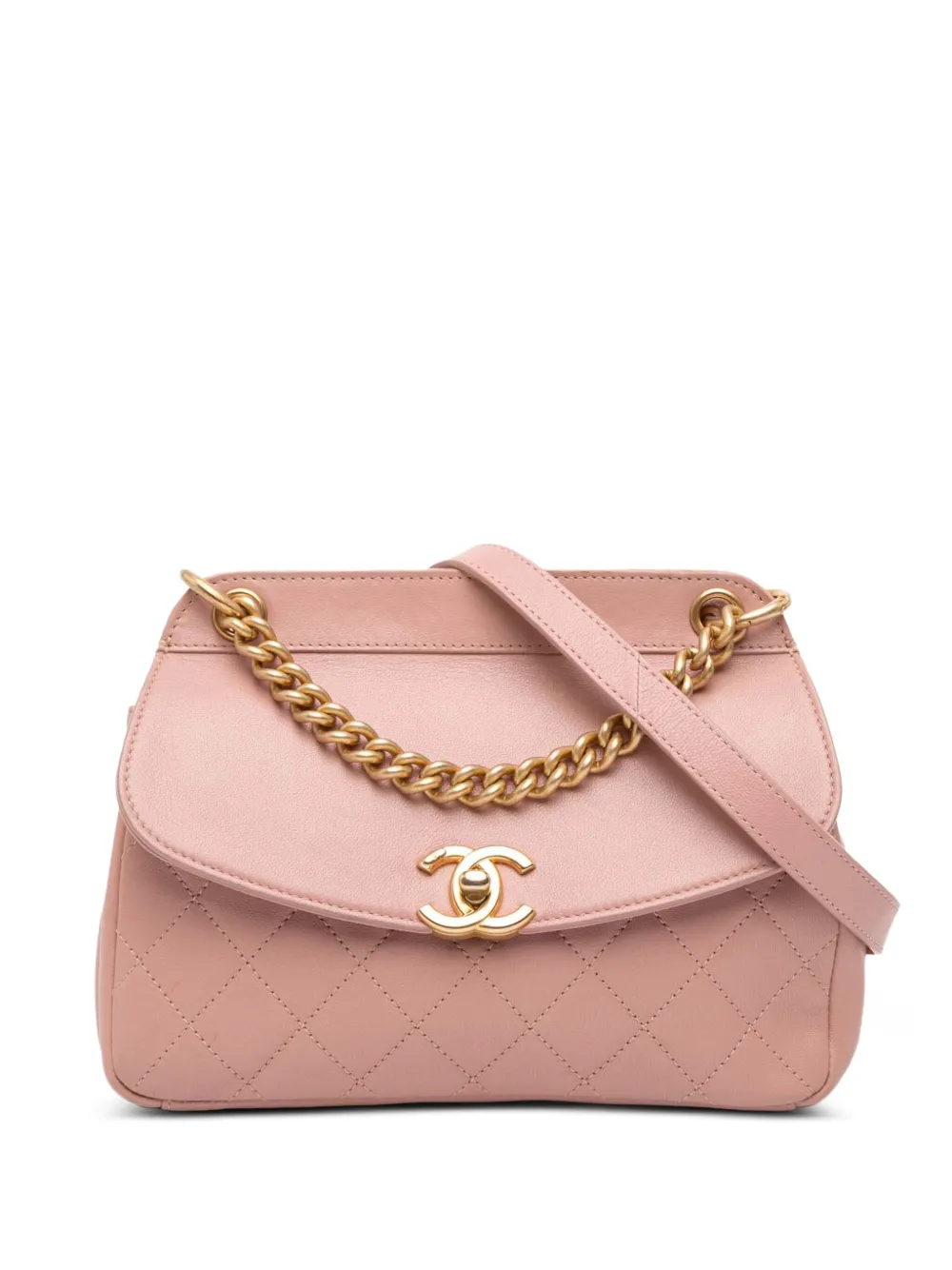 CHANEL Pre-Owned 2019 マトラッセ ラムスキン カーブフラップ ショルダーバッグ - ピンク