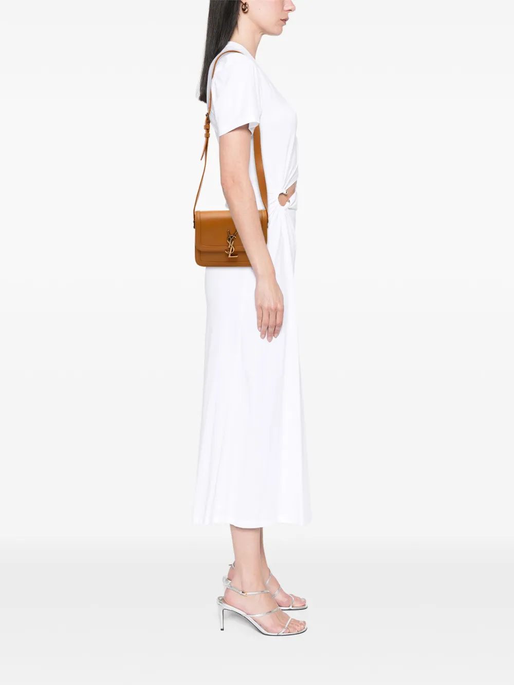 Pre-owned Saint Laurent 2020 Small Calfskin Solferino Satchel In Box Crossbody Bag In Brown