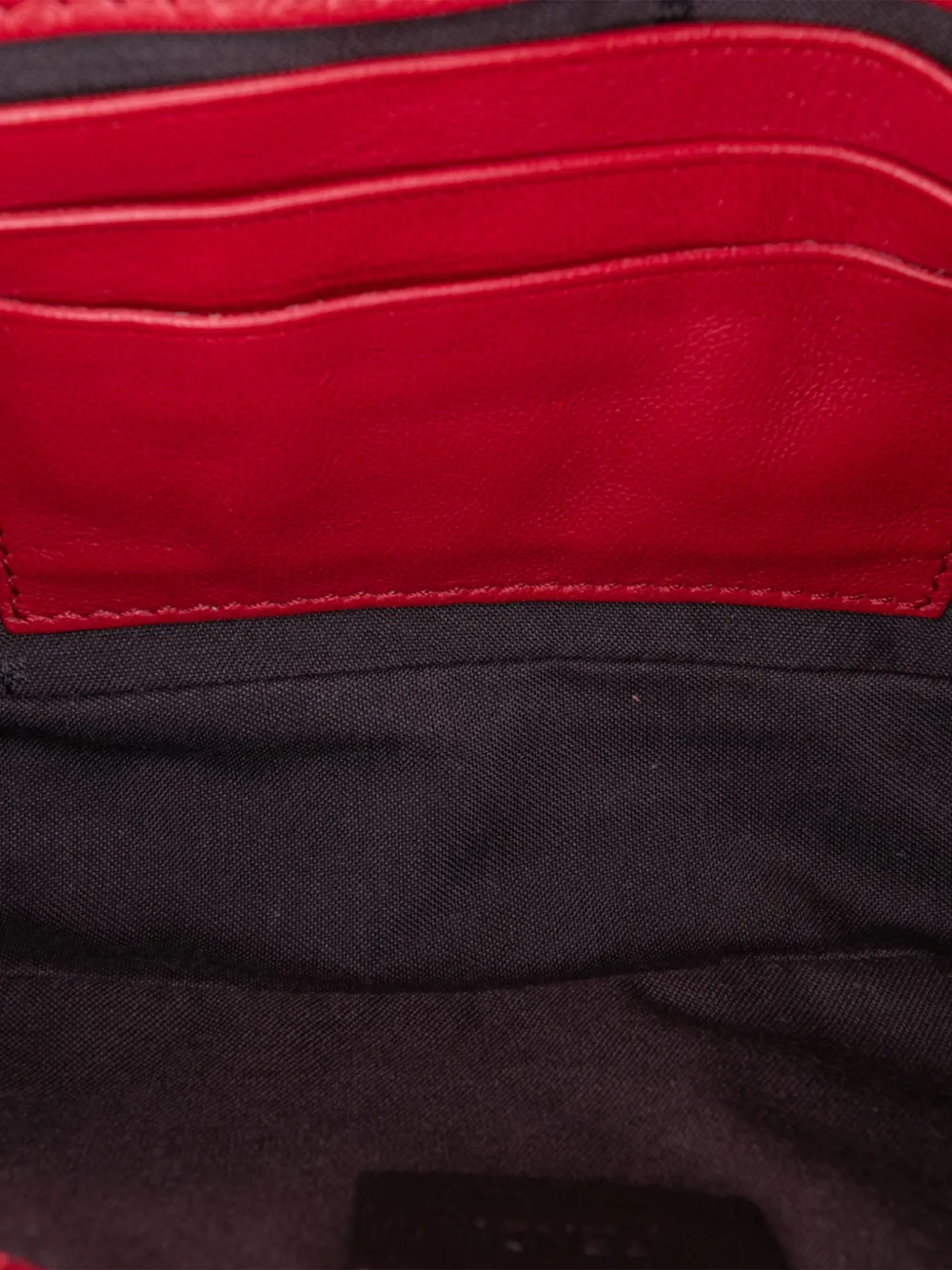 Pre-owned Fendi 2010-2025 Mini Zucca Embossed Leather Baguette Satchel In Red