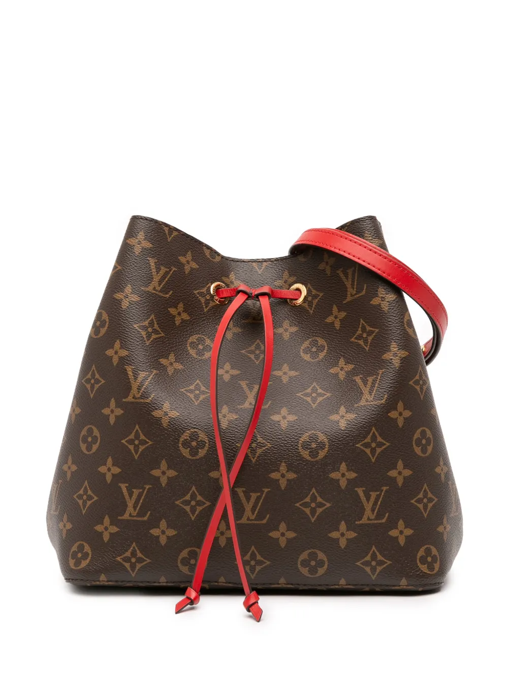 Pre-owned Louis Vuitton 2018 Monogram Neonoe Mm Bucket Bag In Brown