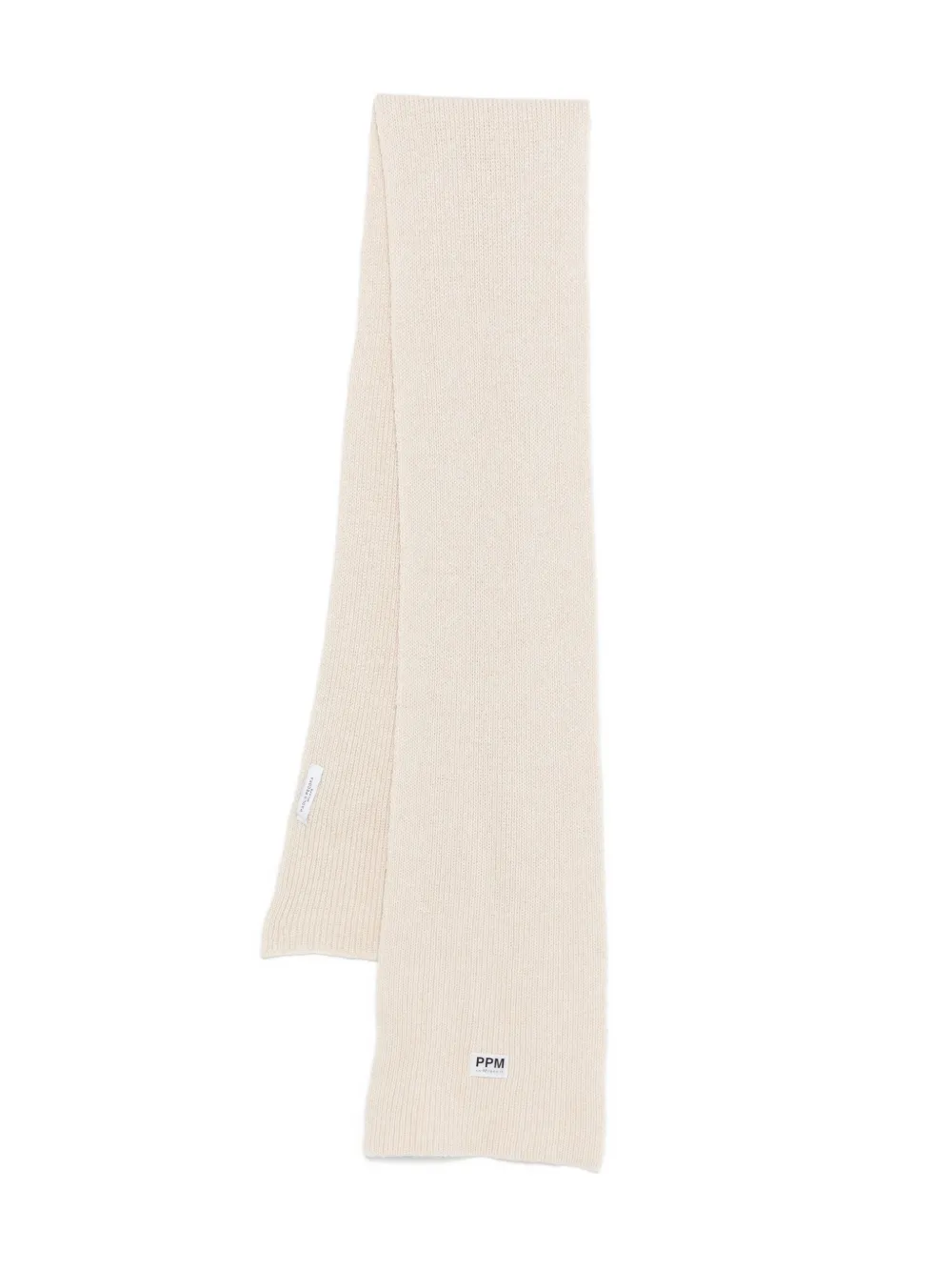 Paolo Pecora Logo-patch Ribbed Scarf In Gold