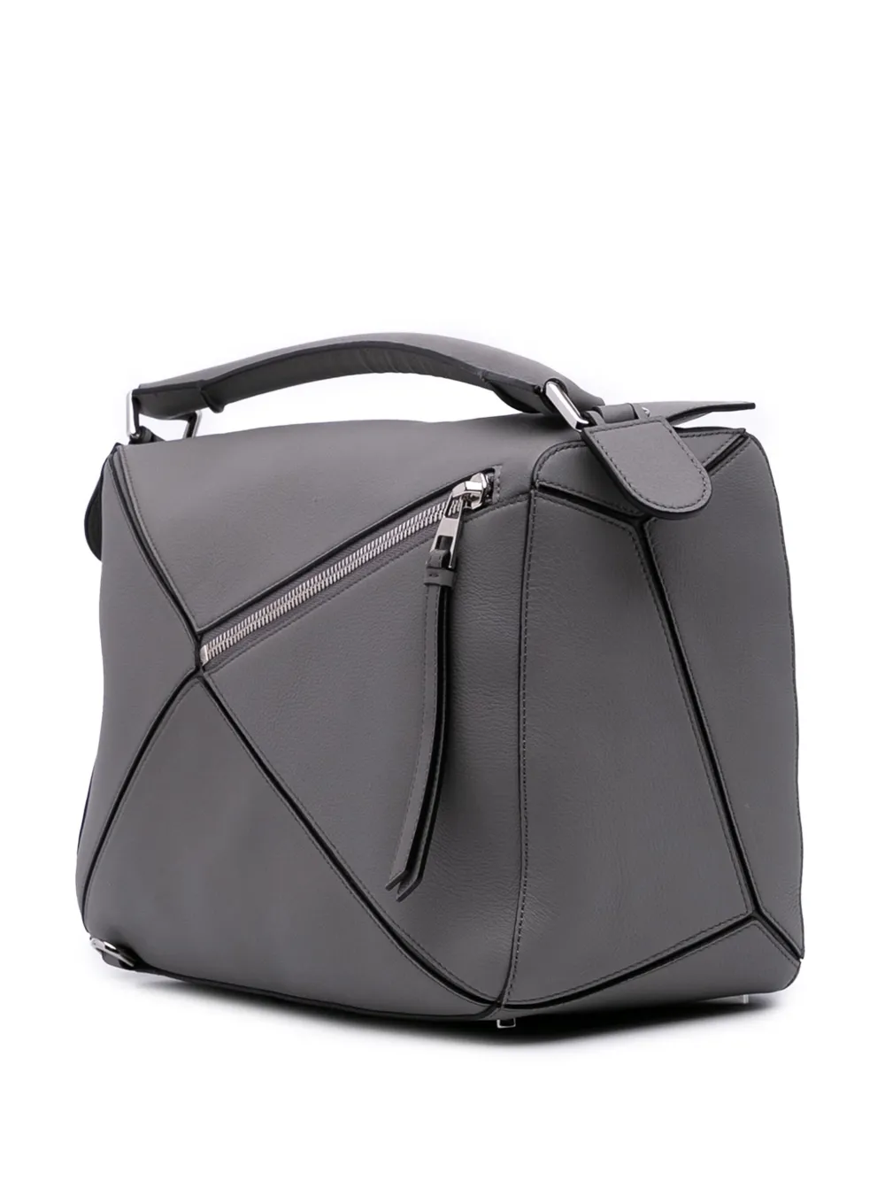 Pre-owned Loewe 2023 Large Calfskin Puzzle Satchel In Gray
