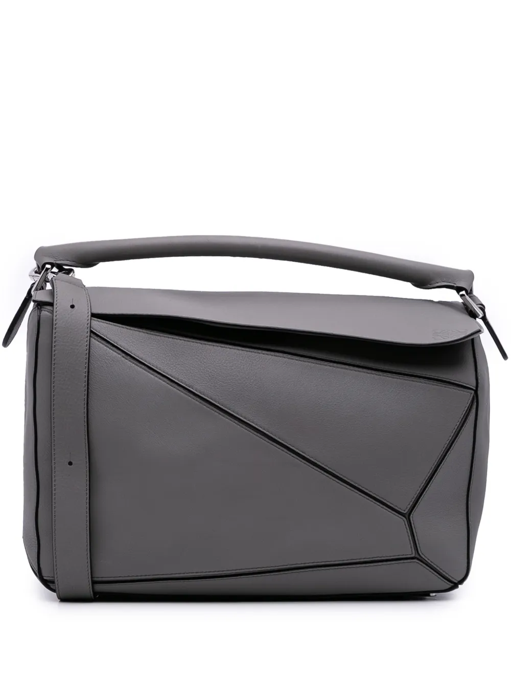 Pre-owned Loewe 2023 Large Calfskin Puzzle Satchel In Gray