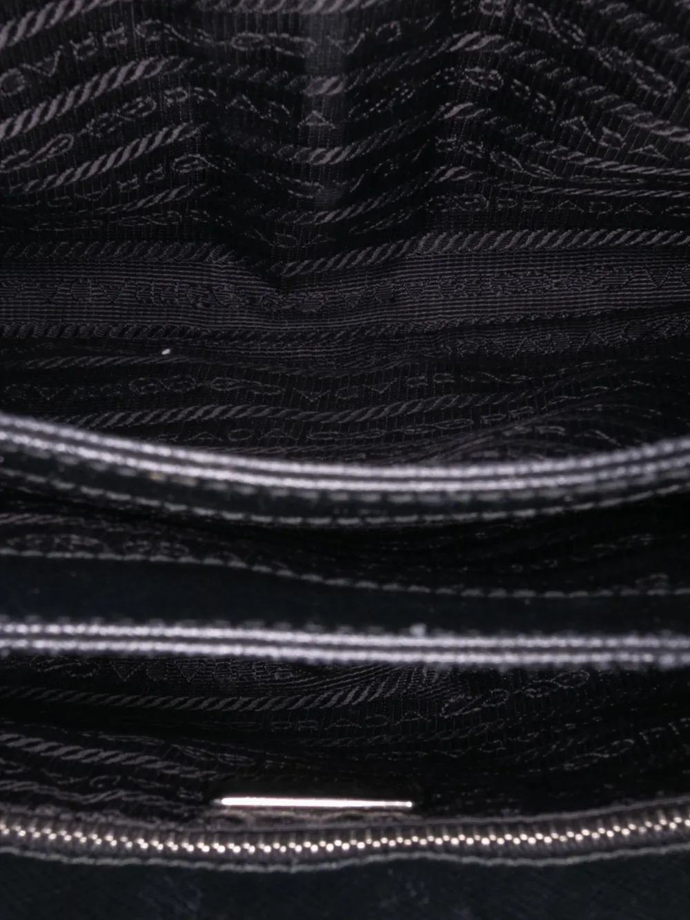 Pre-owned Prada 2000-2013 Saffiano Trimmed Tessuto Chain Crossbody Bag In Black