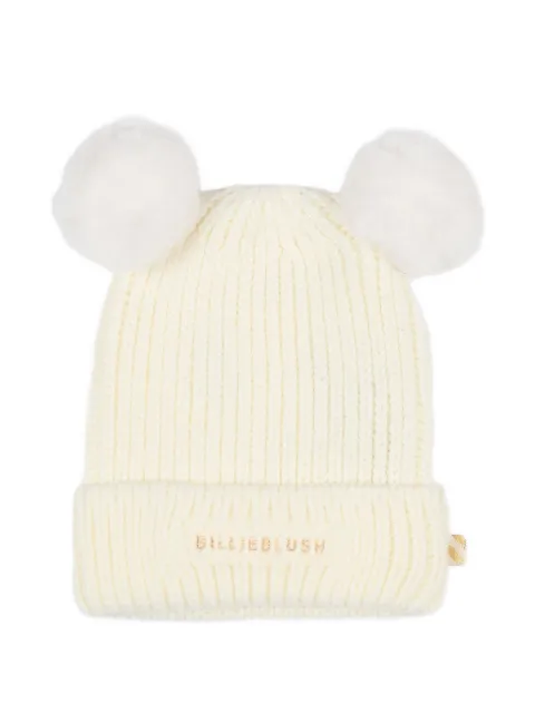 Billieblush pompom ribbed beanie hat