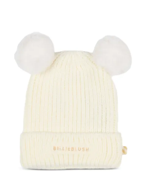 Billieblush pompom ribbed beanie hat