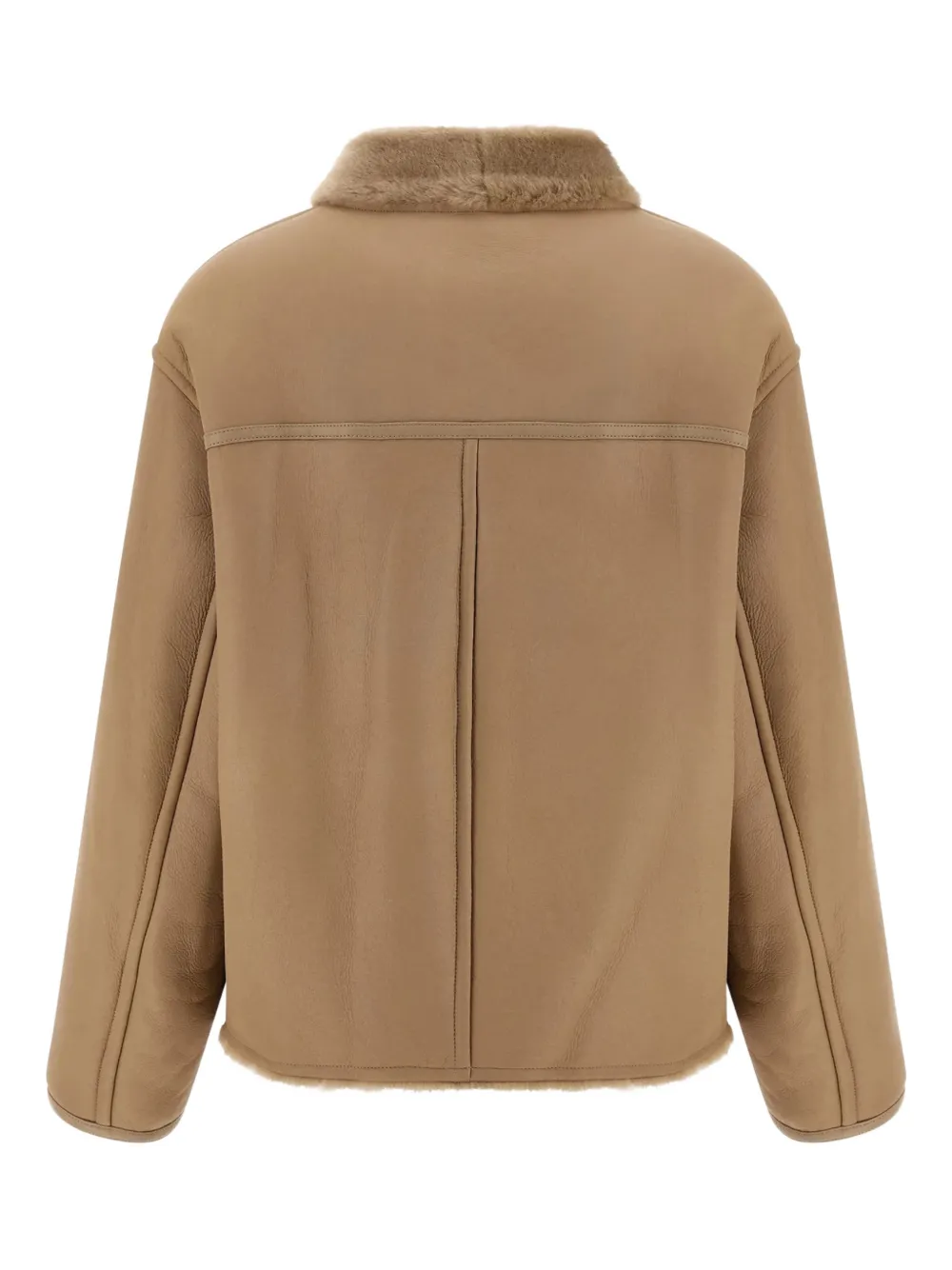 Yves Salomon Shearling Buttoned Leather Coat In Neutral