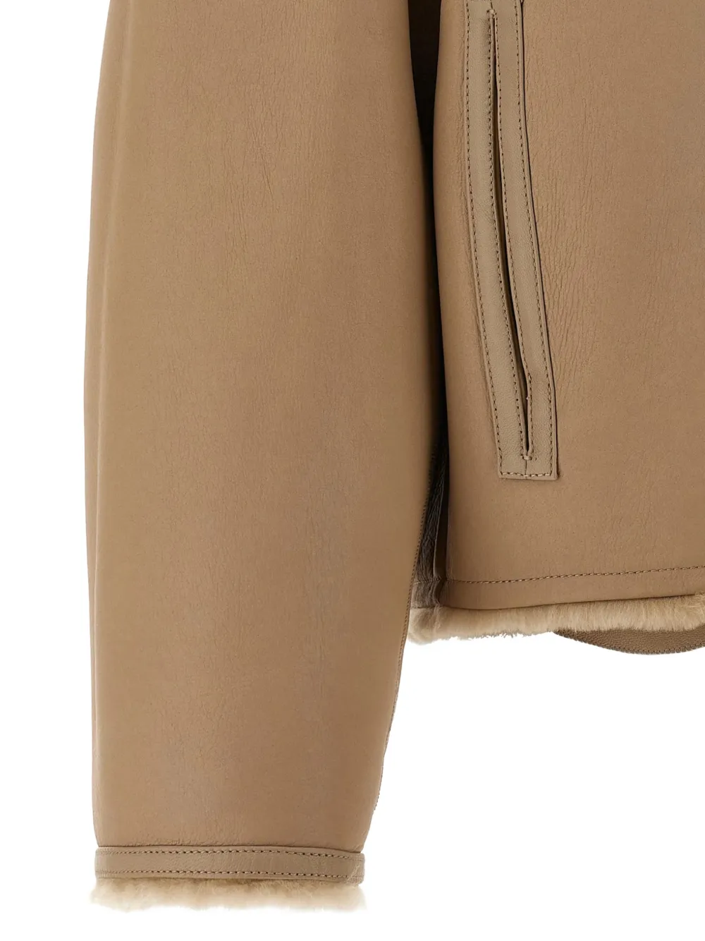 Yves Salomon Shearling Buttoned Leather Coat In Neutral