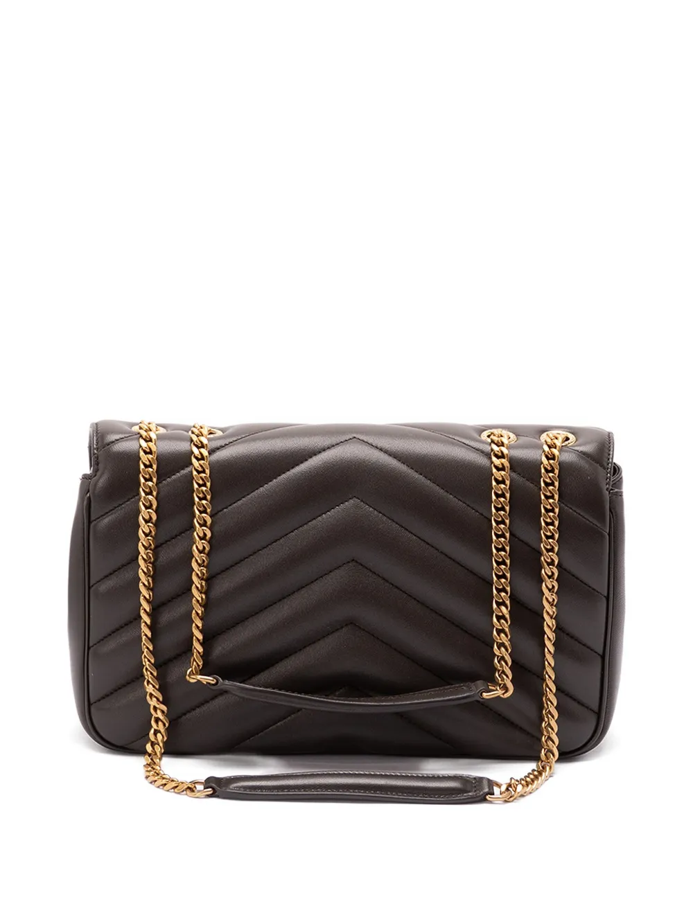 Saint Laurent Chevron Chain Shoulder Bag In Black