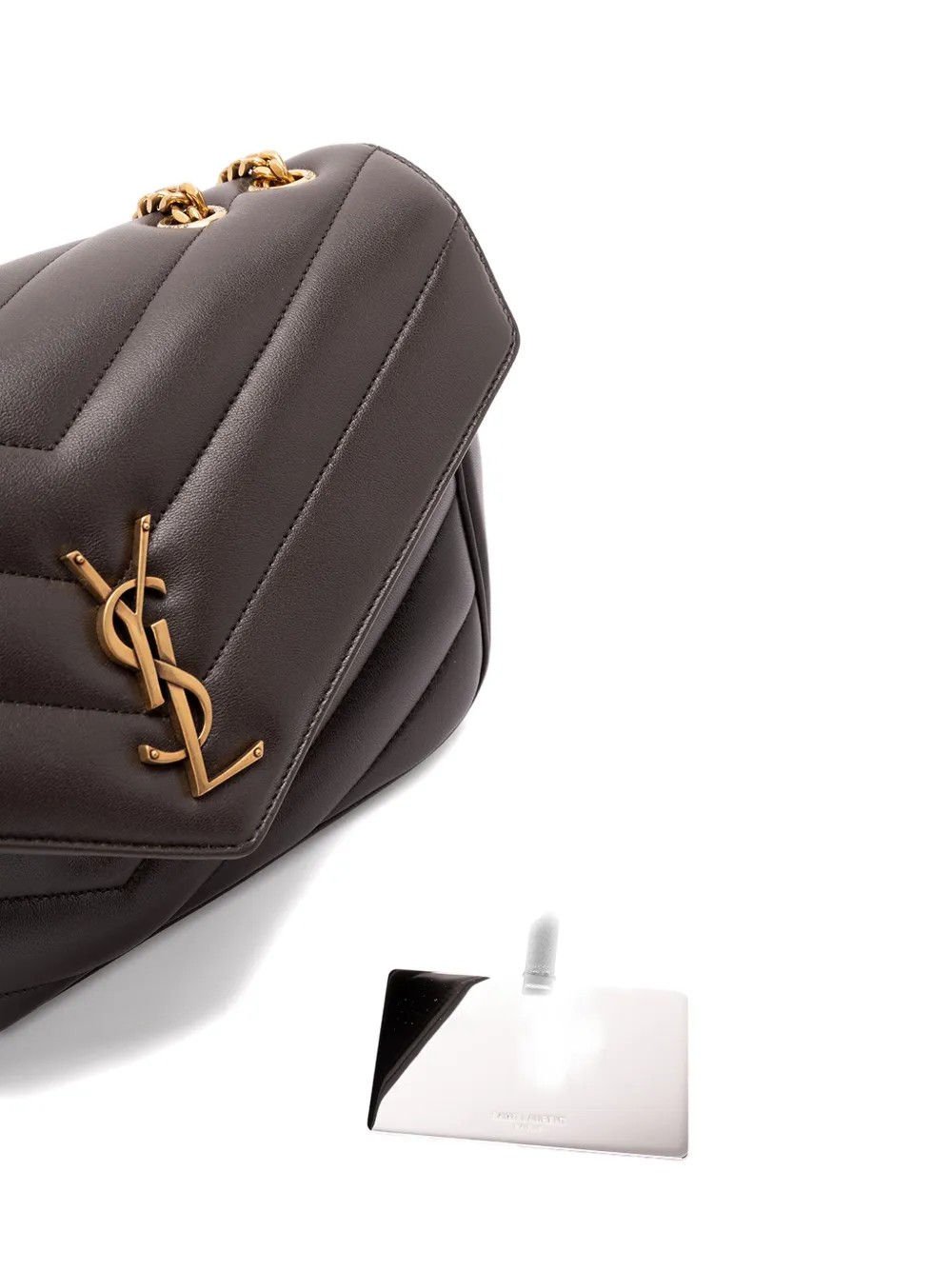 Saint Laurent Chevron Chain Shoulder Bag In Black