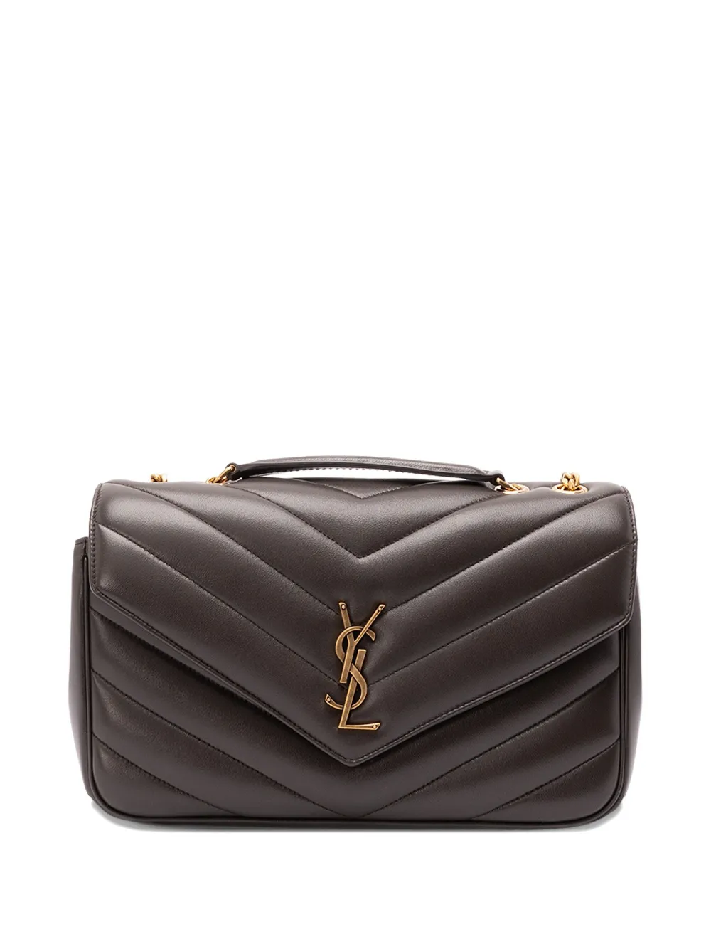 Saint Laurent Chevron Chain Shoulder Bag In Black