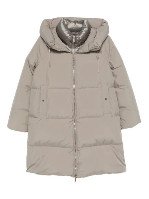 Moorer hooded zip-fastening coat