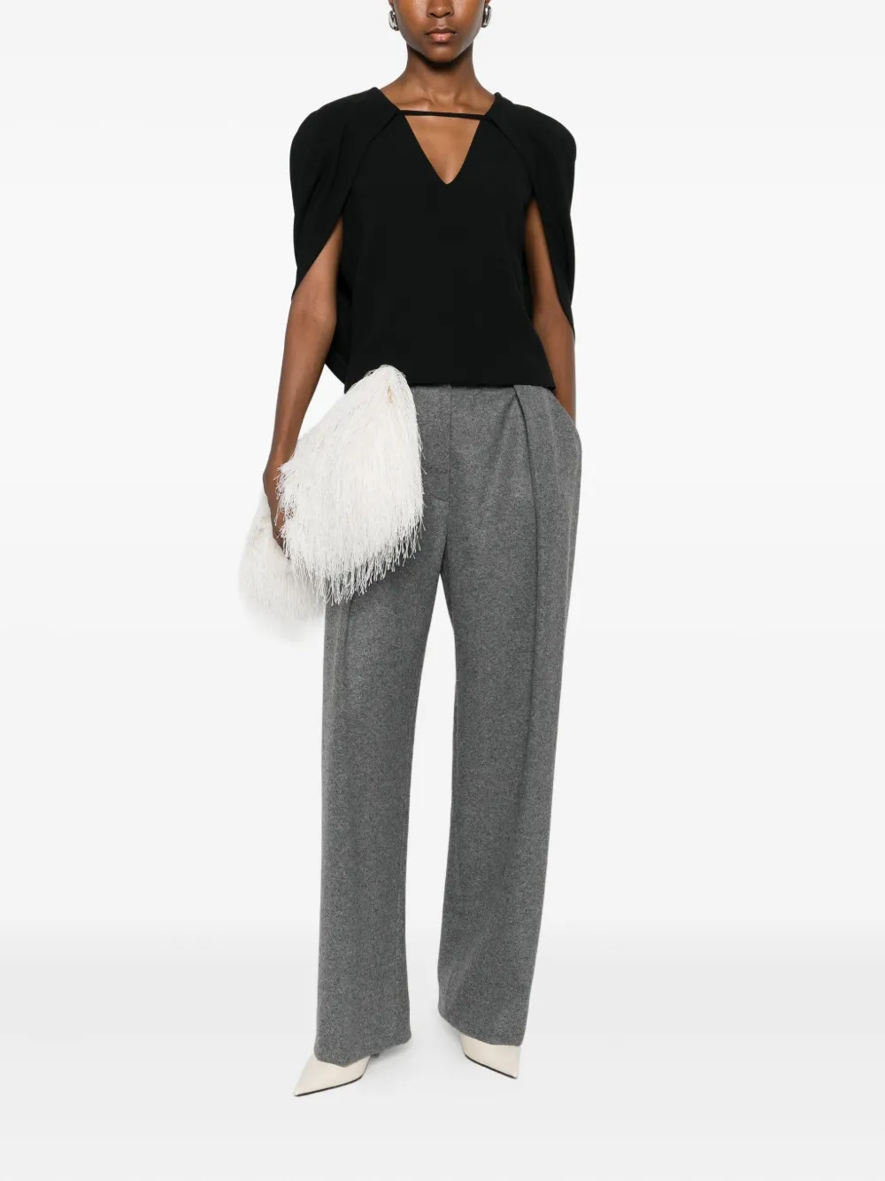 Alberta Ferretti draped blouse - Zwart
