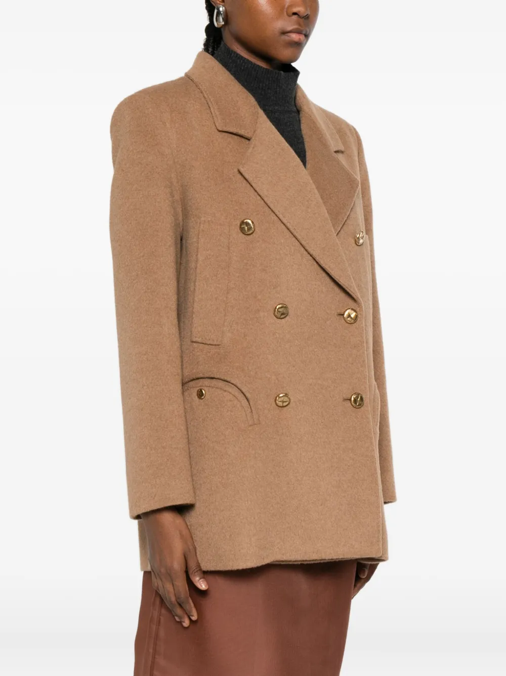Blazé Milano Double-breasted Blazer In Brown