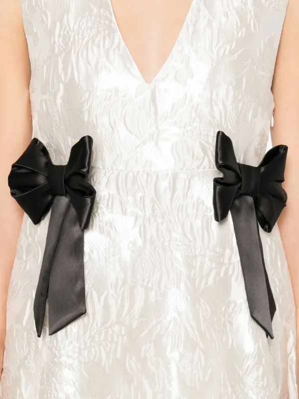 GANNI Satin Cloque Midi Dress | Neutrals | FARFETCH CA