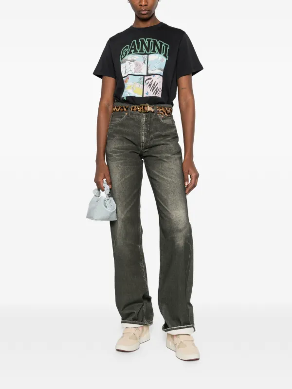 GANNI プリントTシャツ GANNI ベアコミックプリント Tシャツ | ブラック | FARFETCH JP