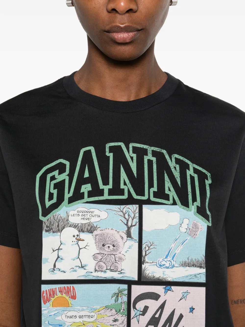 GANNI ベアコミックプリント Tシャツ | ブラック | FARFETCH JP