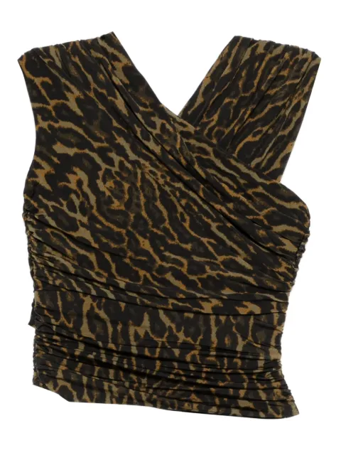 GANNI leopard-print gathered blouse