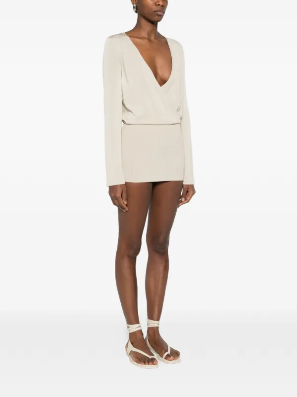 Aya Muse V-neck Mini Dress - Neutrals