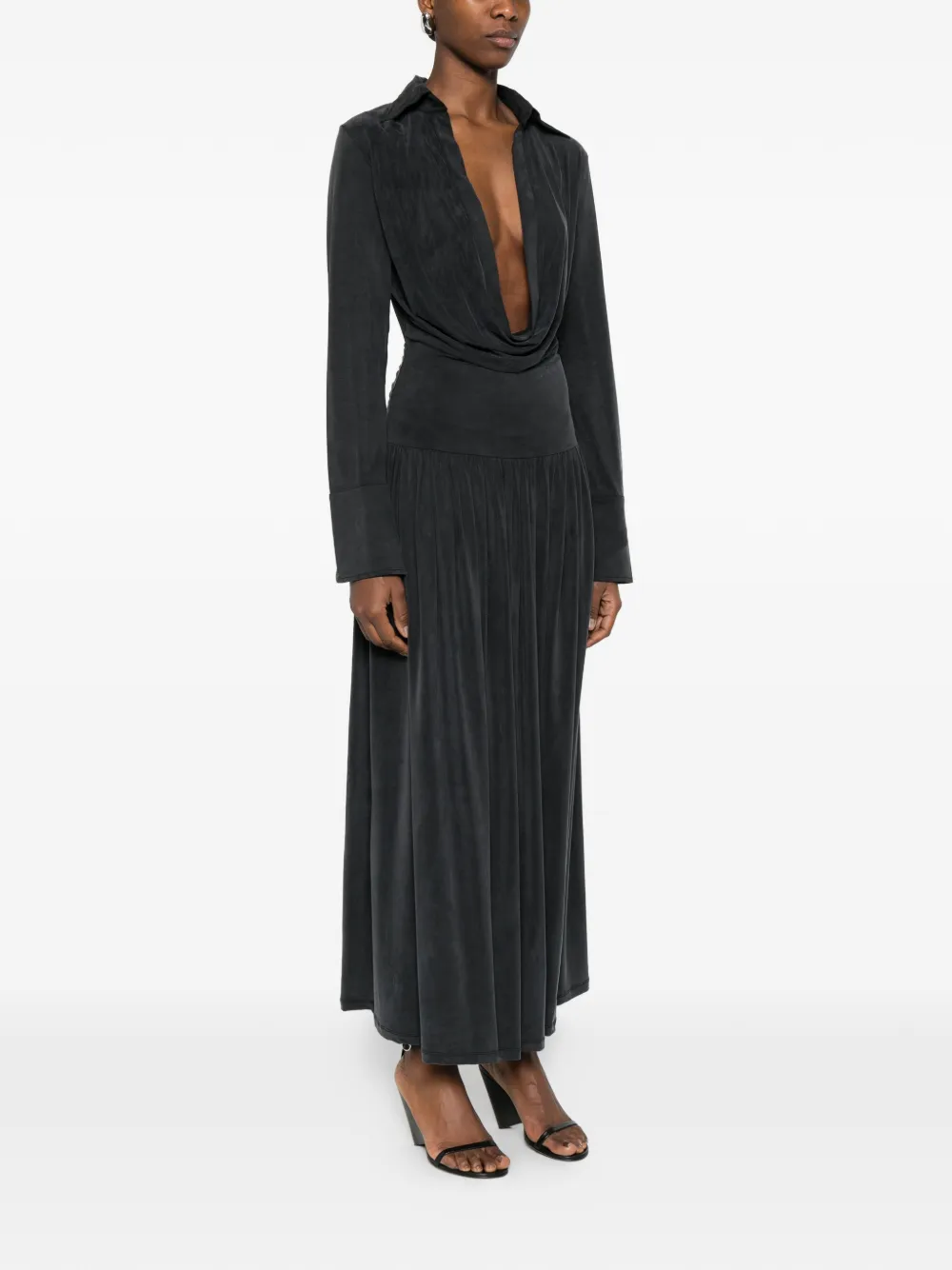  Aya Muse Mer Pleated Midi Dress - Grey 