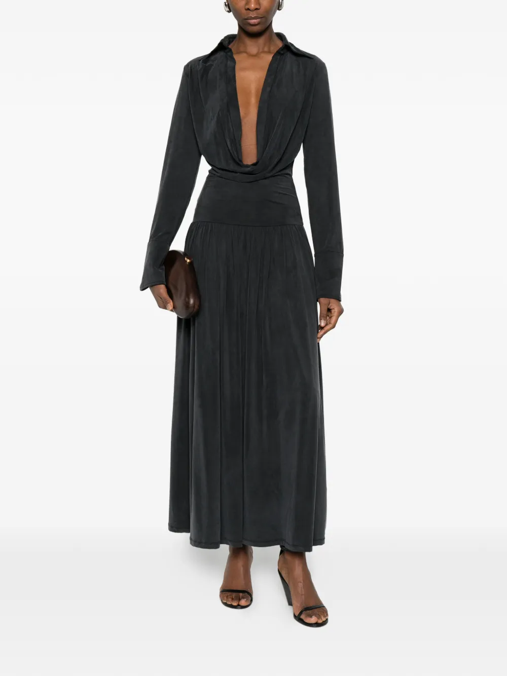 Aya Muse Mer pleated midi dress - Grijs